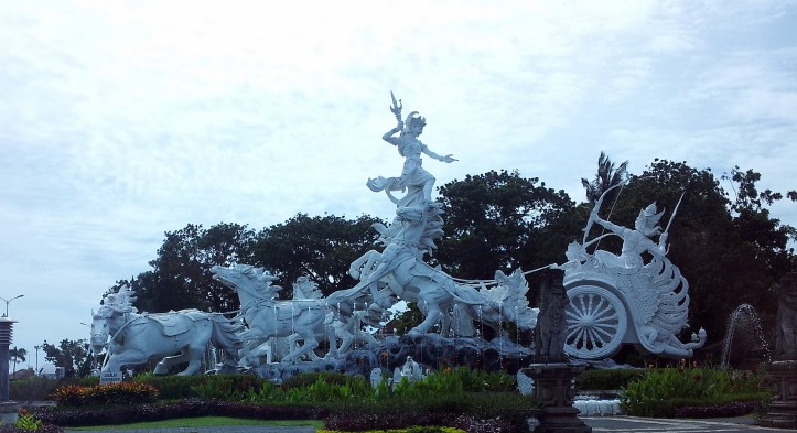 Ghatodgaja attacking Karna sculpture, Bali