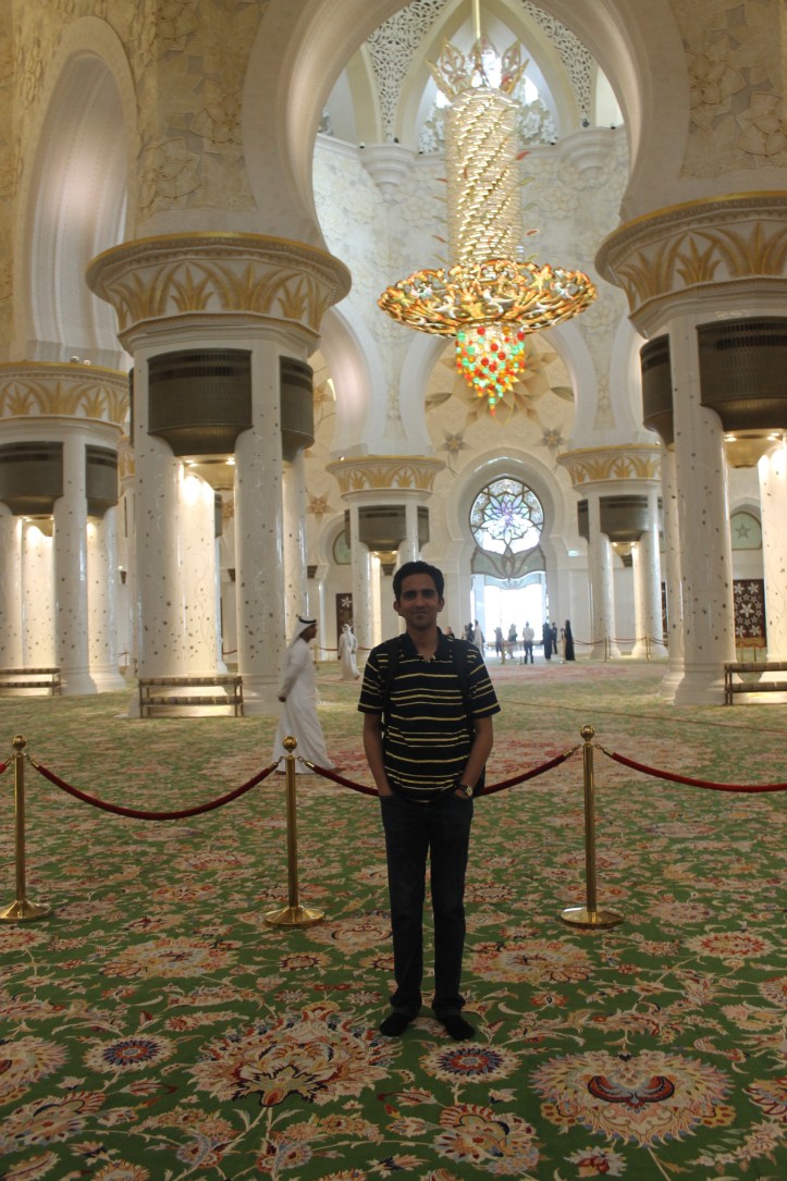 Me inside the Grand mosque in Abu Dhabi